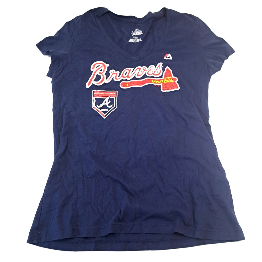 Majestic Atlanta Braves T-Shirt Women's L Grapefruit League 2018 MLB Baseball‎